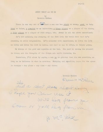 Lot #5141 Brownie McGhee Twice-Signed Letter - Image 1