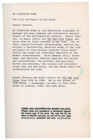Lot #5048 Bob Dylan 'No Direction Home' Book Galley Proof - Image 2