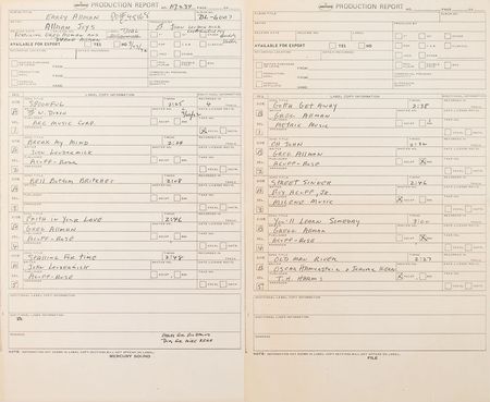 Lot #5114  Allman Brothers 'Allman Joys/Early Allman' Acetate - Image 3