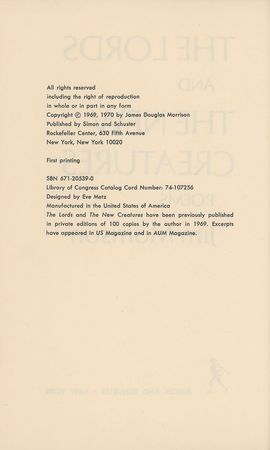 Lot #5067  Doors: Jim Morrison 'The Lords and New Creatures' Book - Image 3