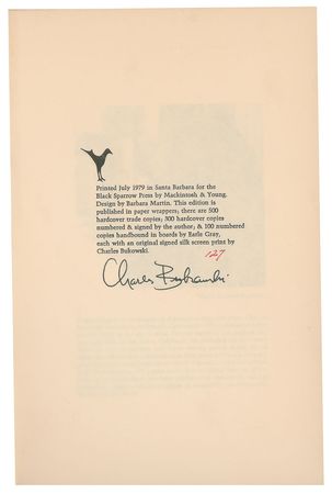 Lot #5160 Charles Bukowski Signed Book - Image 2