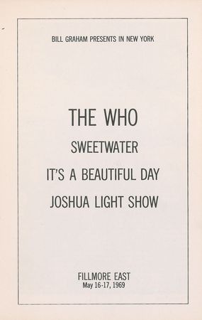 Lot #5326 The Who 1969 Fillmore East Program - Image 1