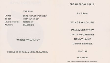 Lot #5261 Paul McCartney and Wings 1971 Apple Promo Leaflet - Image 2