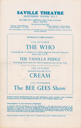 Lot #5325 The Who 1967 'Sundays at the Saville' Program - Image 2
