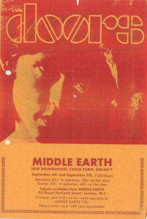 Lot #5284 The Doors and Jefferson Airplane 1968 Middle Earth Handbill - Image 1