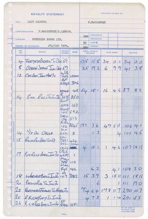 Lot #5259 John Lennon and Paul McCartney Royalty Statements - Image 6