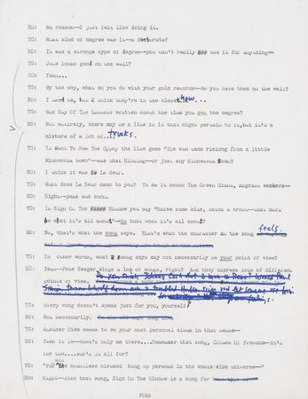 Lot #5034 Bob Dylan Hand-Annotated 1971 Interview Transcript (Day #3, First Correction) - Image 4