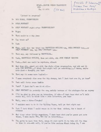 Lot #5030 Bob Dylan 1971 Telephone Call Archive - Image 2