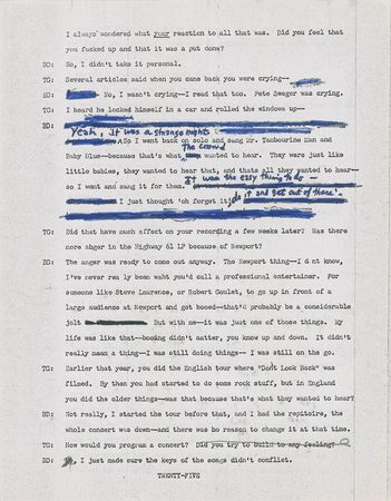 Lot #5033 Bob Dylan Hand-Annotated 1971 Interview Transcript (Tape #2, Second Correction) - Image 5