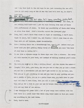 Lot #5033 Bob Dylan Hand-Annotated 1971 Interview Transcript (Tape #2, Second Correction) - Image 6