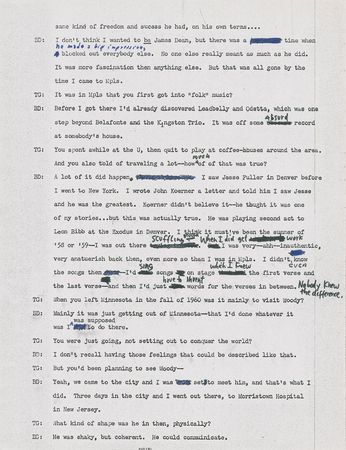 Lot #5035 Bob Dylan Hand-Annotated 1971 Interview Transcript (All Tapes, First Correction) - Image 4