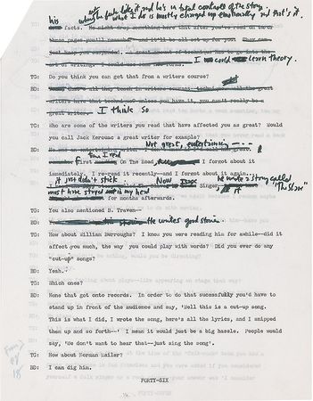 Lot #5035 Bob Dylan Hand-Annotated 1971 Interview Transcript (All Tapes, First Correction) - Image 5