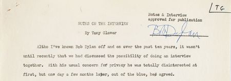 Lot #5037 Bob Dylan Signed 1971 Interview Notes and Transcript (Tony Glover's Copy) - Image 2