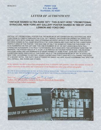 Lot #5225 John Lennon and Yoko Ono Signed Poster - Image 3
