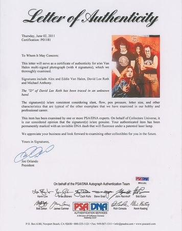 Lot #5536  Van Halen Signed Photograph - Image 3