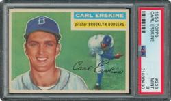 Lot #1106 1956 Topps #233 Carl Erskine - PSA MINT 9 - two Higher! Sports Card - Image 1
