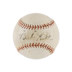 Lot #1123 Babe Ruth: Ultra-clean circa 1927 single-signed baseball, boasting a bold, early autograph - Image 1