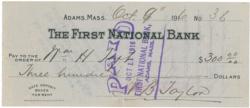 Lot #127 William H. Taft Check - Image 2