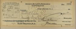 Lot #173 Thomas Edison Check - Image 2