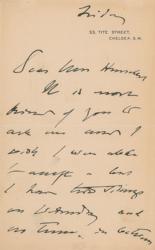 Lot #644 John Singer Sargent Handwritten Letter Signed - Image 1