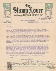 Lot #719 George Bernard Shaw: Replying to a philatelist, Shaw lashes out against the 1912 'Ideal Stamp'—