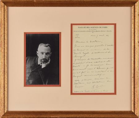 Lot #154 Pierre Curie: Curie politely declines to attend a 
