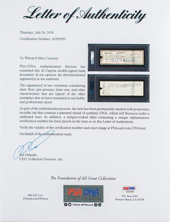 Lot #190 Al Capone: Exceptional twice-signed gold coin interest note - Image 3