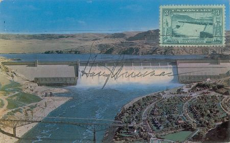 Lot #136 Harry S. Truman Postcard and Stamp Block - Image 2