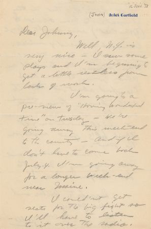 Lot #758 John Garfield Handwritten Letter Signed - Image 1
