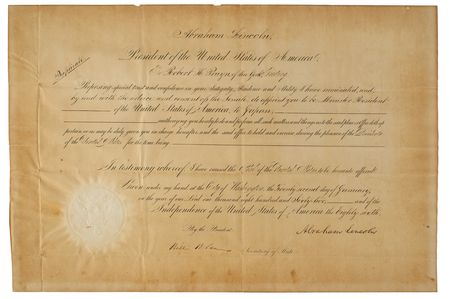 Lot #37 Abraham Lincoln: Lincoln appoints the second U.S. Minister to Japan - Image 1