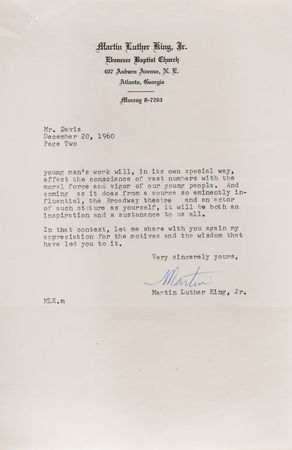 Lot #10 Martin Luther King, Jr: Writing to Sammy