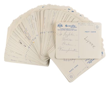 Lot #698 Celebrities: Over 70 celebrity signatures, highlighted by Cary Grant, Barbra Streisand, and Rod Stewart - Image 2