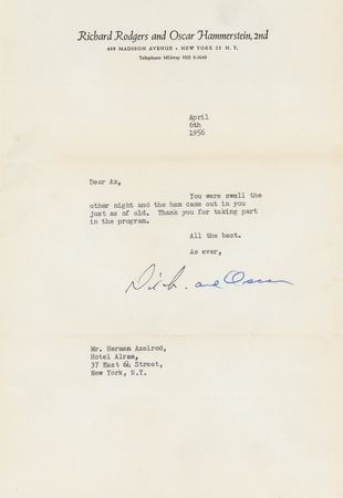 Lot #617 Rodgers and Hammerstein Typed Letter Signed and Book - Image 3