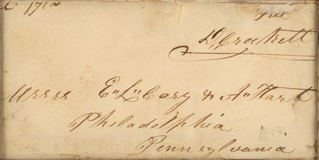 Lot #185 David Crockett: Rare hand-addressed and free franked panel by Crockett, addressing the publishers of his popular autobiography - Image 2