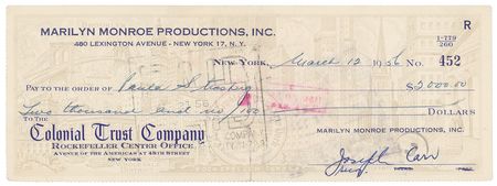 Lot #784 Marilyn Monroe: Lee Strasberg Check - Image 1