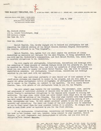 Lot #466 Richard Avedon and Alexey Brodovitch Signed Document - Image 1
