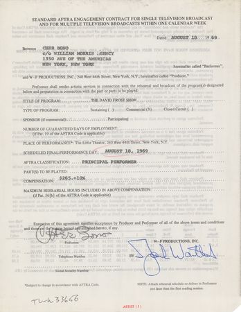 Lot #694 Sonny and Cher Signed Documents - Image 2