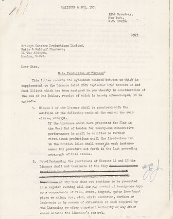 Lot #761 Grease: Jim Jacobs and Warren Casey Signed Document - Image 1