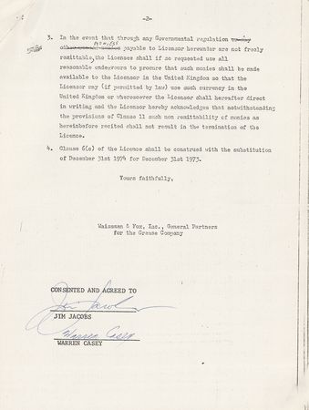Lot #761 Grease: Jim Jacobs and Warren Casey Signed Document - Image 2