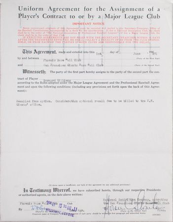 Lot #857 Horace Stoneham Signed Documents - Image 1