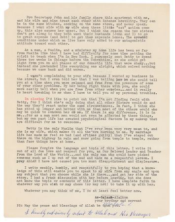 Lot #11 Malcolm X: Revealing letter by Malcolm X to Elijah Muhammad on his 