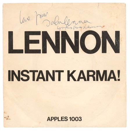 Lot #580 Beatles: Lennon and Ono: ‘Instant Karma' signed by the Lennons at the London Clinic - Image 1