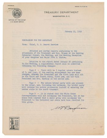 Lot #140 [Harry S. Truman] Secret Service Report - Image 1
