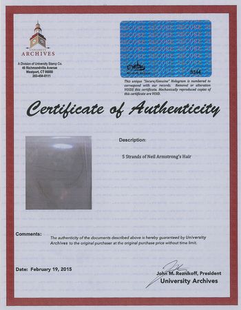 Lot #392 Neil Armstrong Hair Display - Image 2