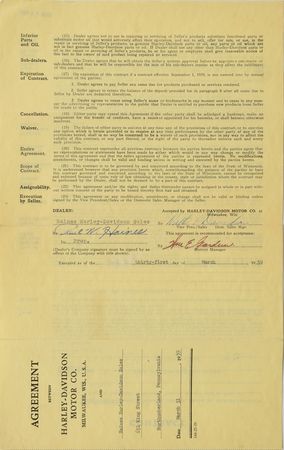 Lot #236 Harley-Davidson: Walter C. Davidson Signed Document - Image 1