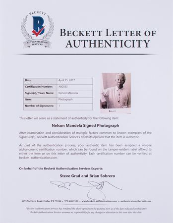 Lot #23 Nelson Mandela Signed Photograph - Image 2