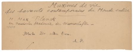 Lot #168 Max Planck Signed Quote - Image 1