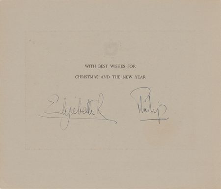Lot #281 Queen Elizabeth II and Prince Philip Christmas Card - Image 1