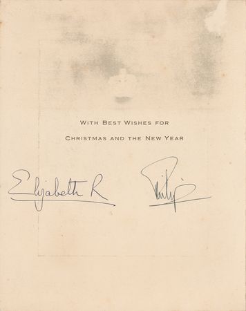Lot #282 Queen Elizabeth II and Prince Philip Christmas Card - Image 1