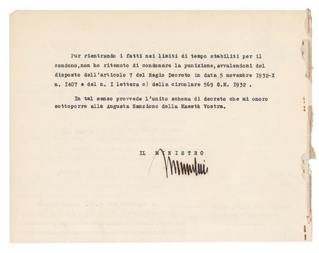 Lot #263 Benito Mussolini Signed Document - Image 1